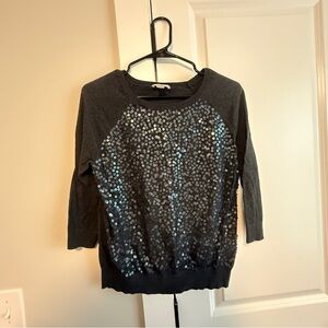 LOFT Black Sequin Blouse